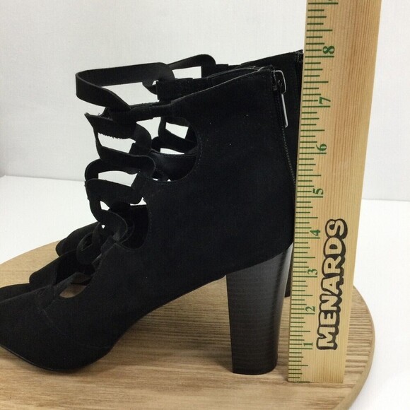 Torrid Womens Open Toe Strappy Cage Stacked Block Heels Back Zip Shoes Black 10W - Picture 7 of 13